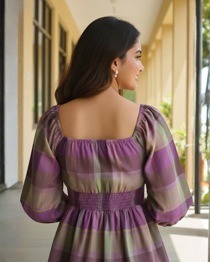 Hannah checkered Peplum Cotton Top