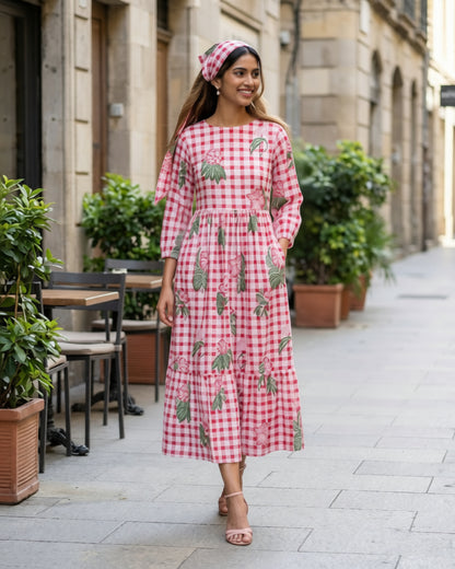 Ella Pink A-line Midi Dress