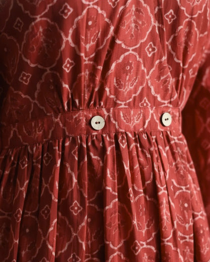 Hailey Red Fit and Flare Cotton Wrap Dress