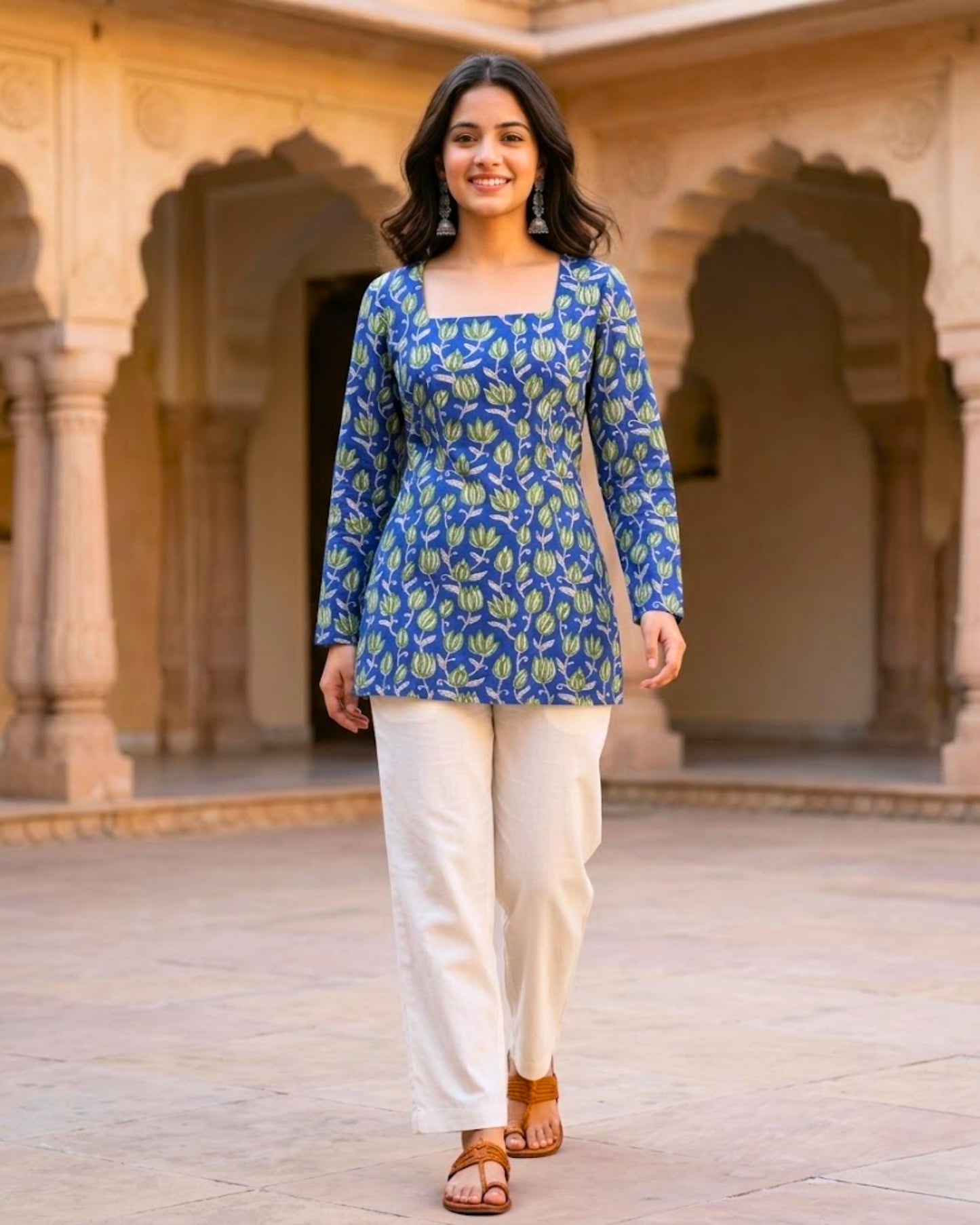 Laura Blue Corset Short Kurti