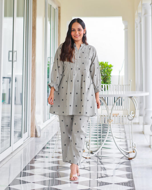 Macy Pintucks Short Cotton Kurta Set