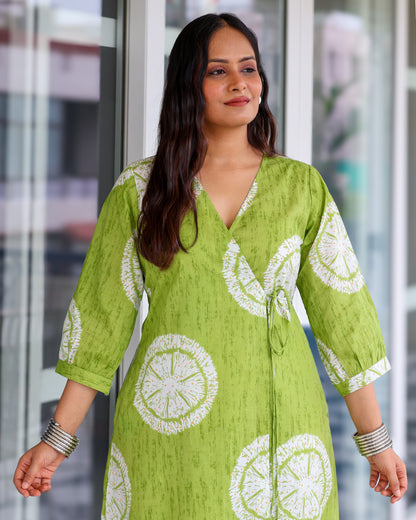 Kusum Green Wrap Cotton Kurta Set