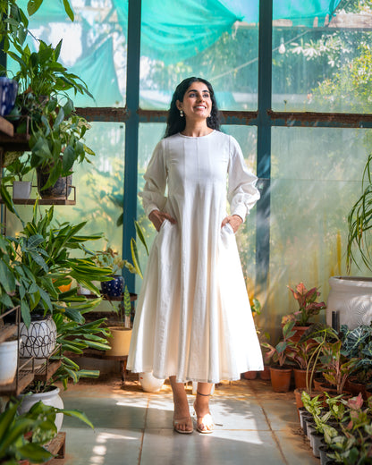 Pearl Panelled Cotton Dress