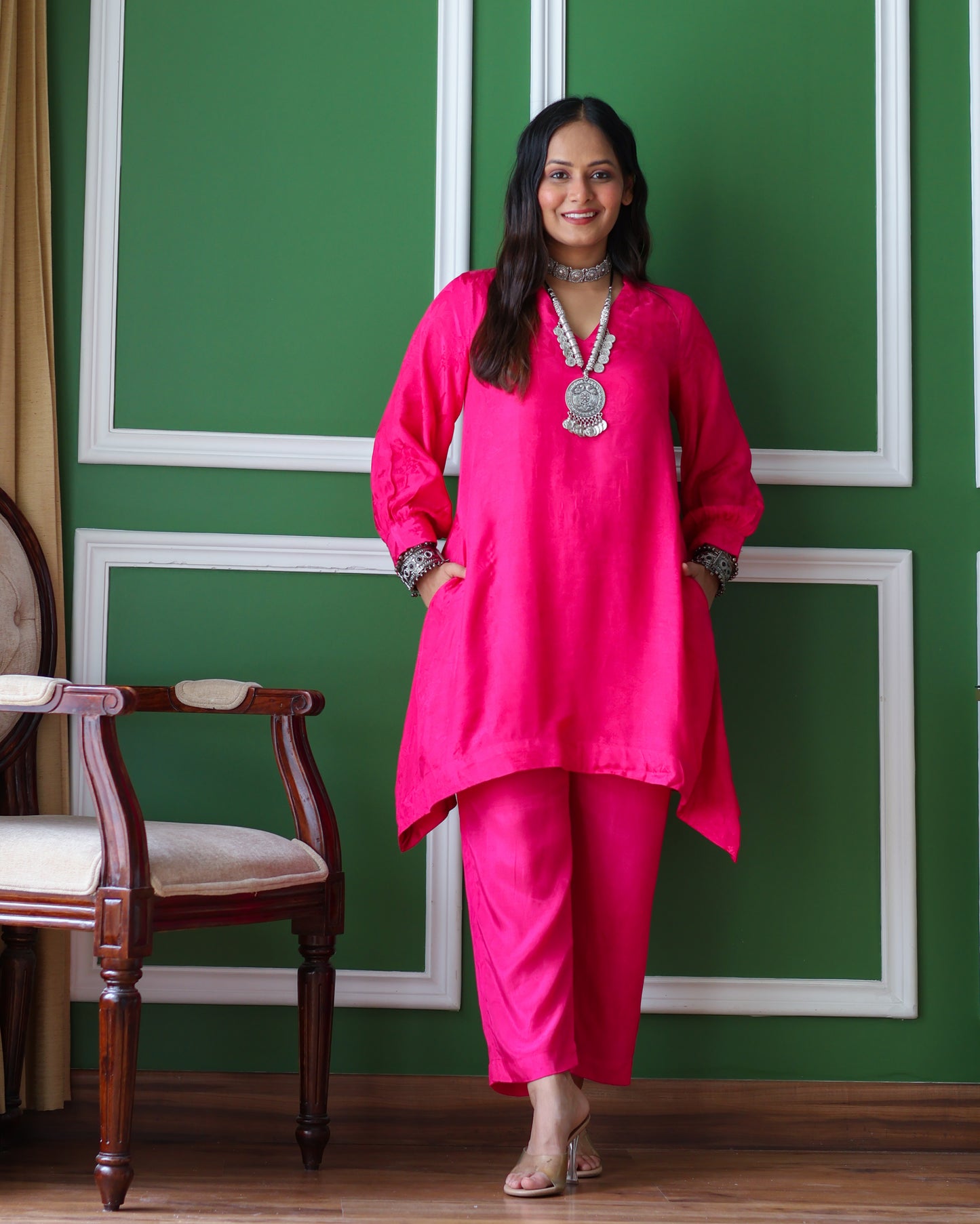 Meera Fuchsia Pink Short Kurta Set