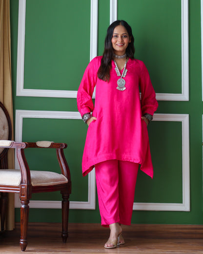 Meera Fuchsia Pink Short Kurta Set