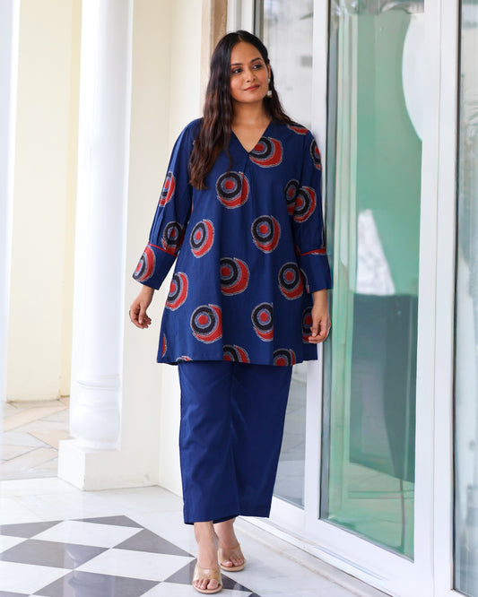 Vaani Blue A-line Cotton Kurta Set