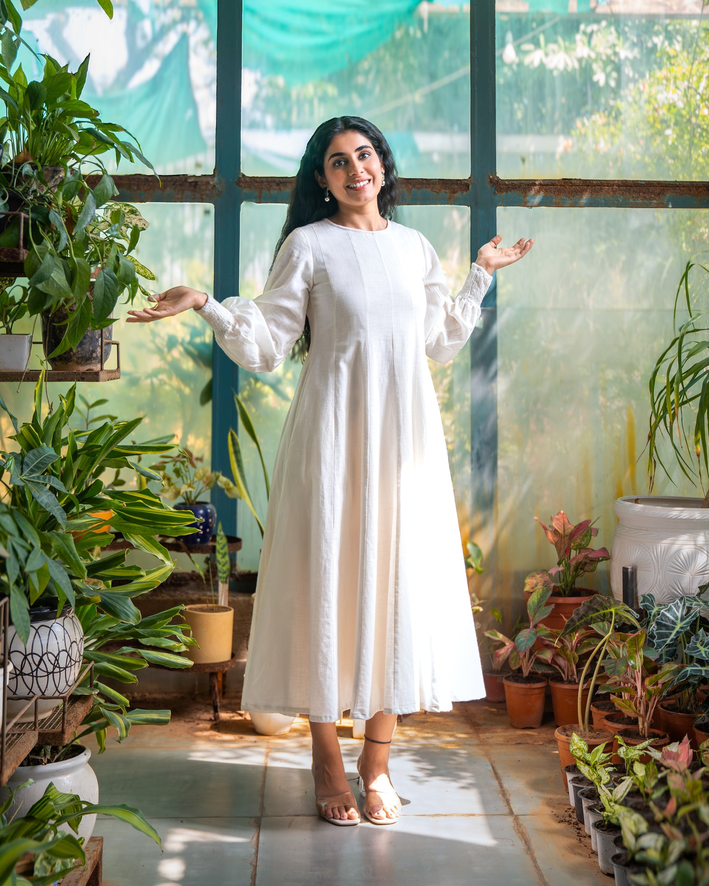 Pearl Panelled Cotton Dress