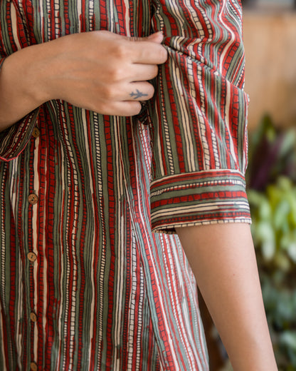 Ziva HandBlock Printed Shirt Dress