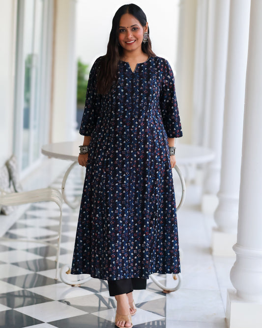Avani Black HandBlock Print Kurta Set