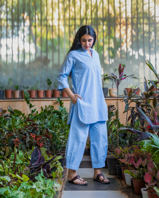 Eloise Powder Blue Cotton Co-ord Set
