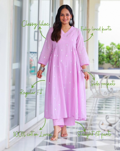 Tina Pastel Cotton Lurex Kurta Set