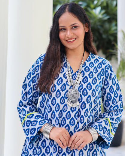 Juhi Indigo HandBlock Print Cotton Kurta Set