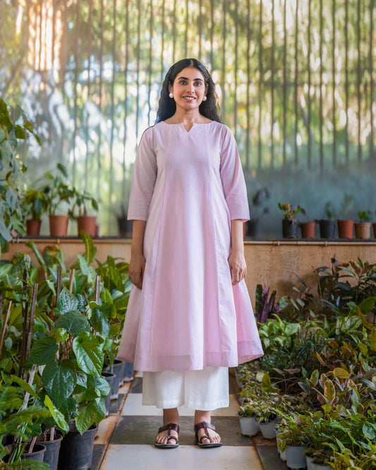 Zara Blush Pink Cotton Kali kurta