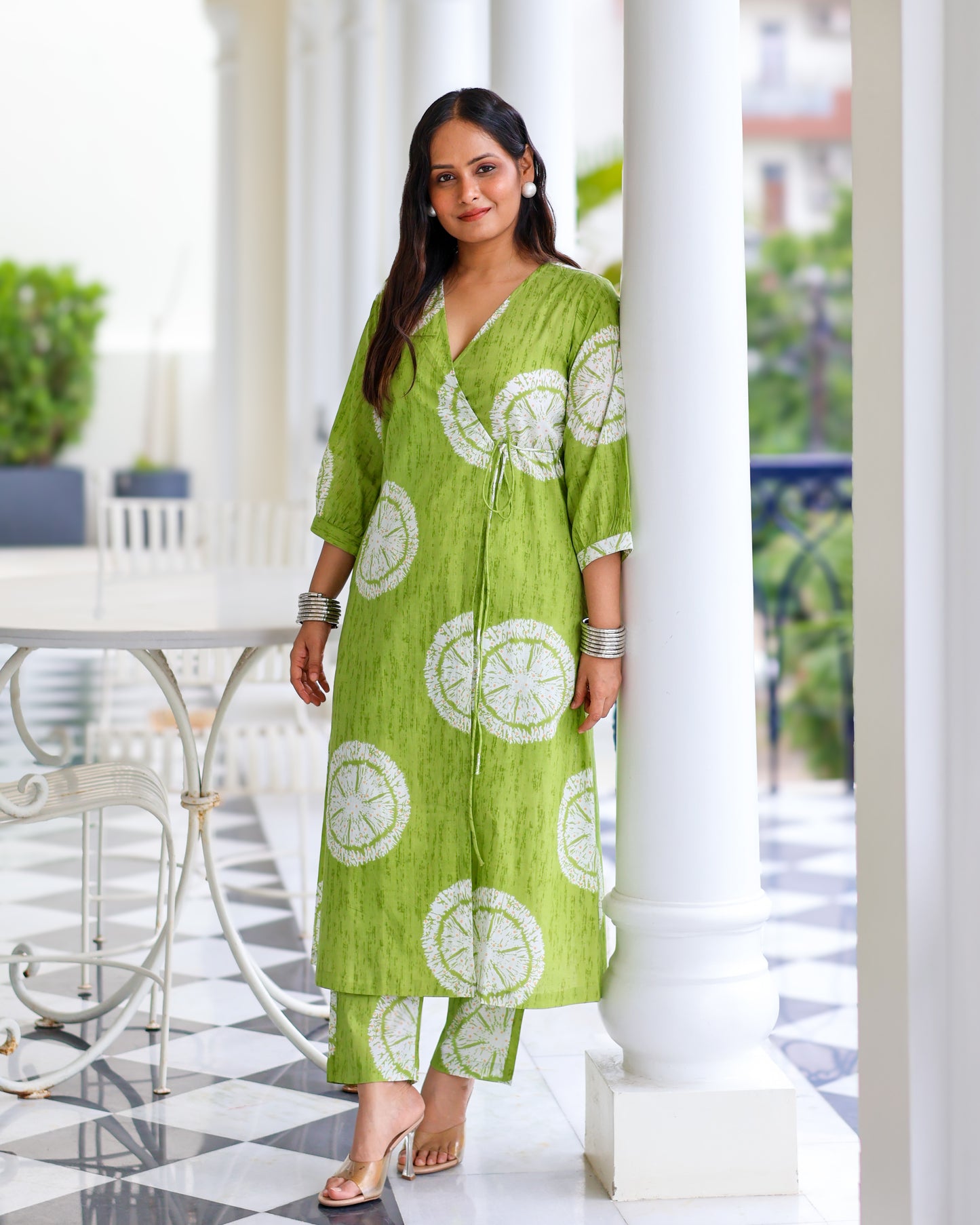 Kusum Green Wrap Cotton Kurta Set