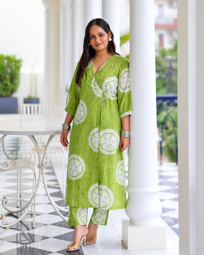 Kusum Green Wrap Cotton Kurta Set