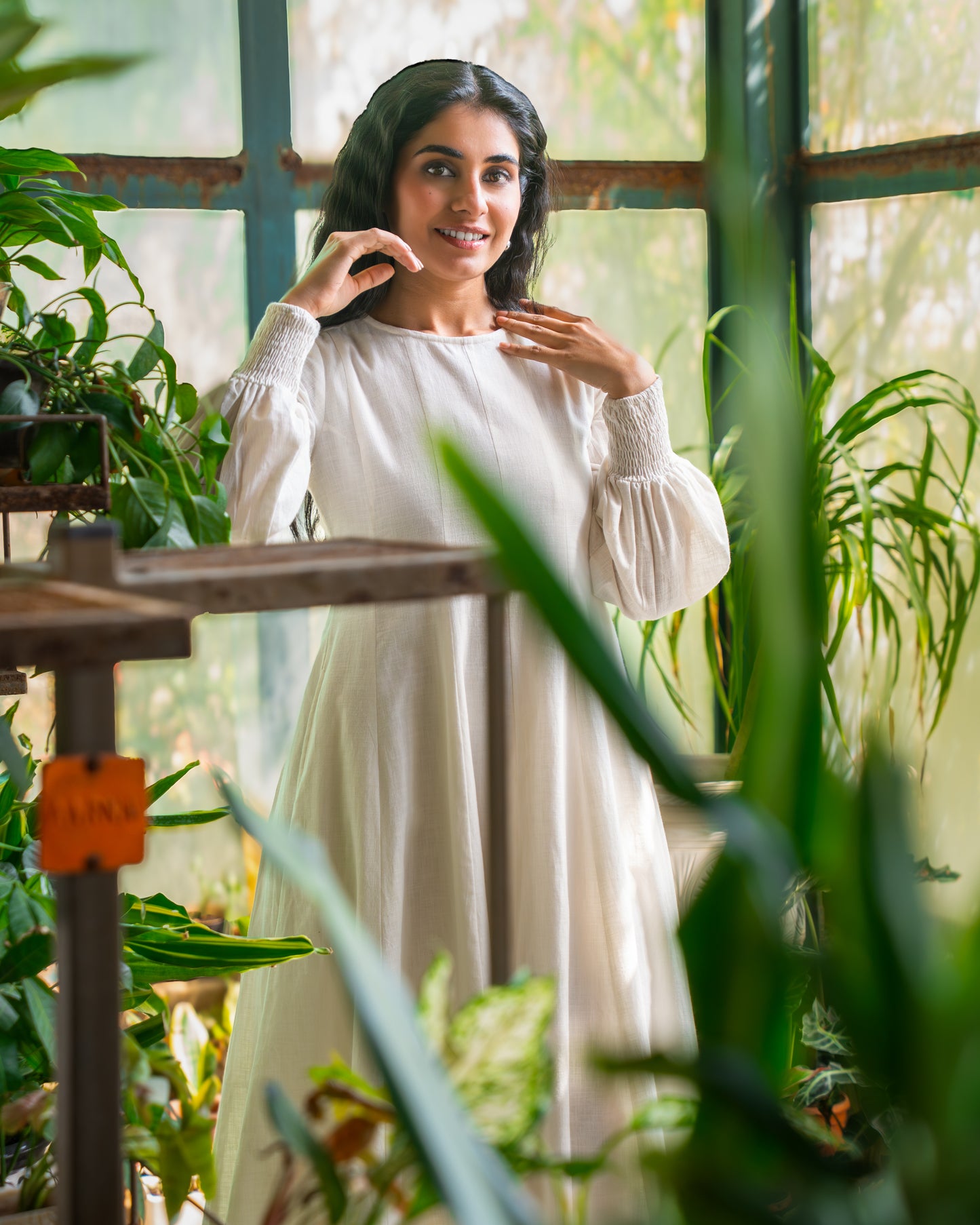 Pearl Panelled Cotton Dress