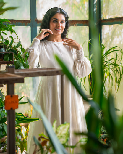 Pearl Panelled Cotton Dress