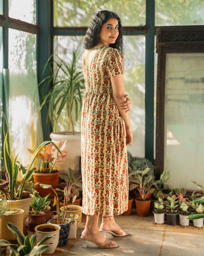 Ahana Fit-and-Flare HandBlock Print Midi Dress