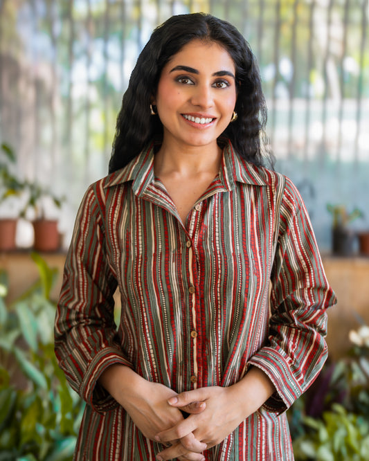 Ziva HandBlock Printed Shirt Dress