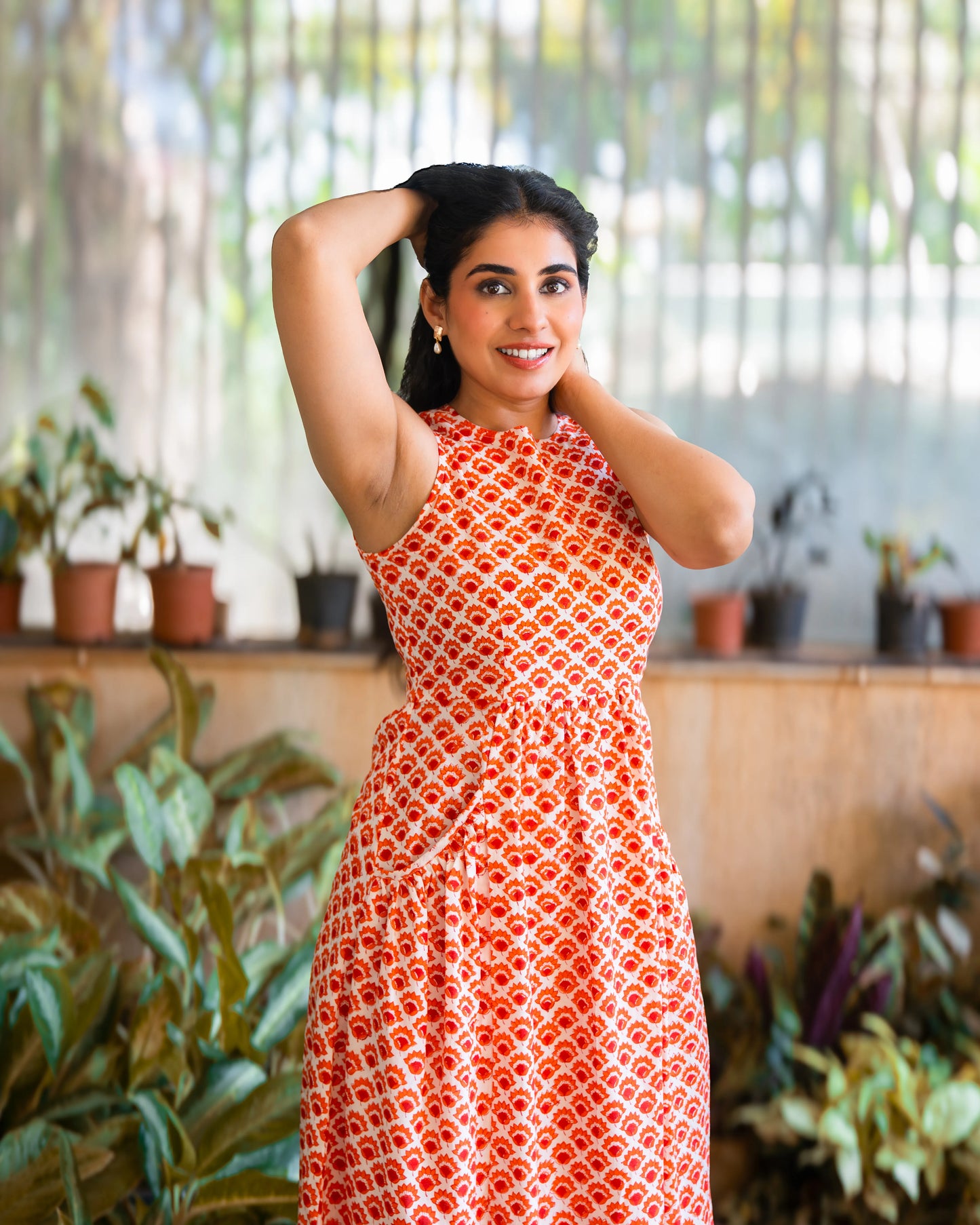 Kia HandBlock Printed Pure Cotton Midi Dress
