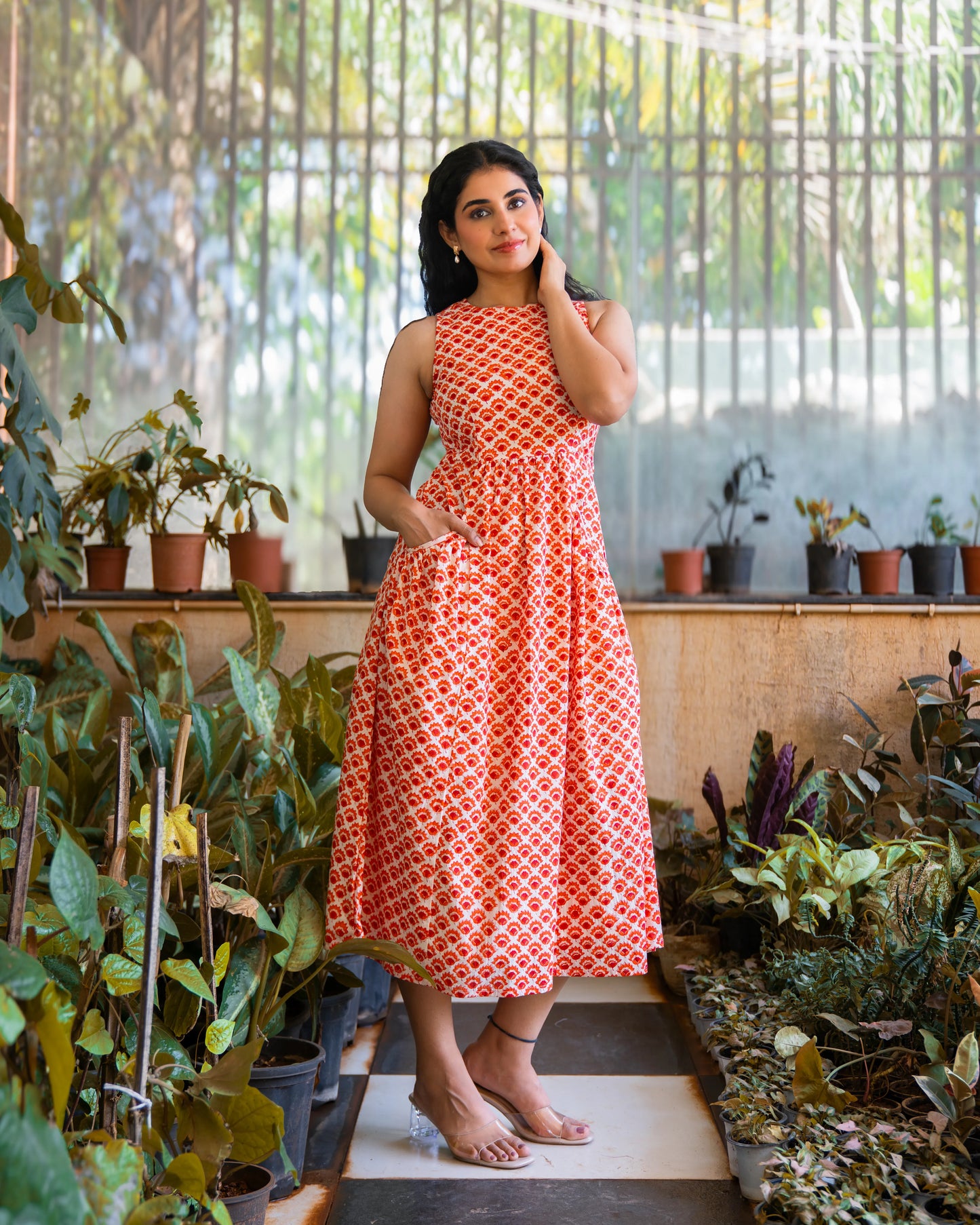 Kia HandBlock Printed Pure Cotton Midi Dress