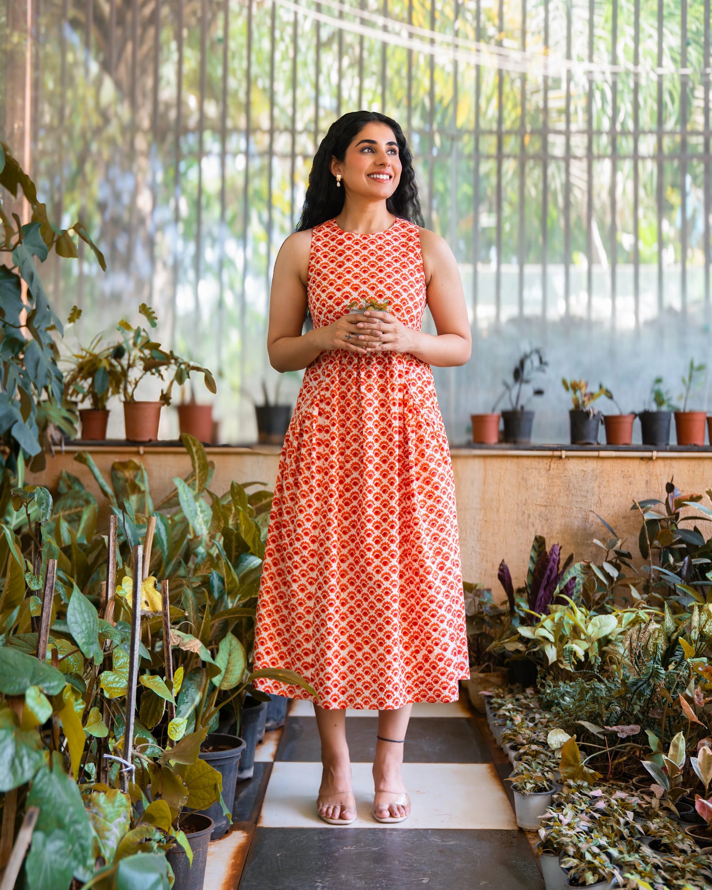 Kia HandBlock Printed Pure Cotton Midi Dress