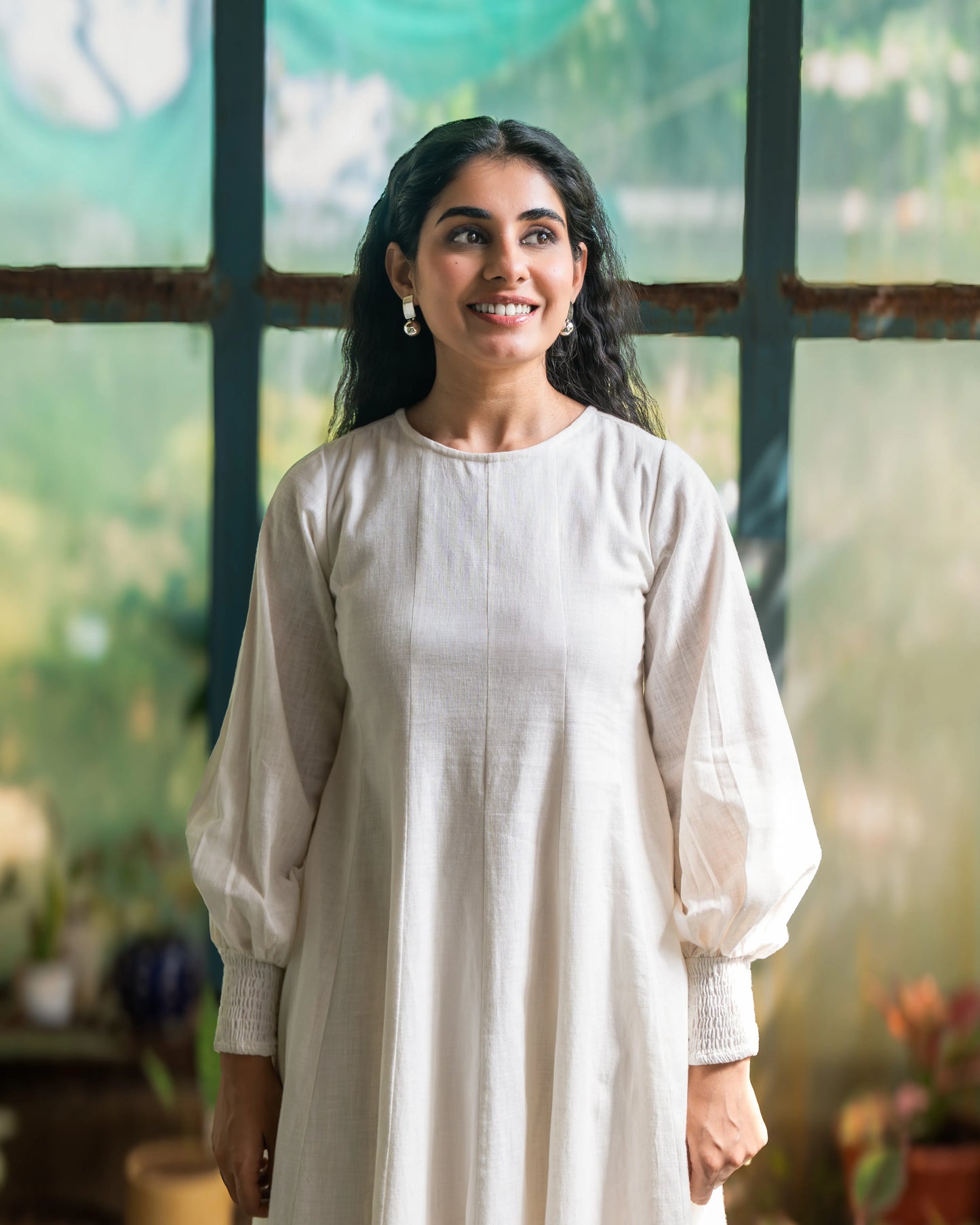 Pearl Panelled Cotton Dress