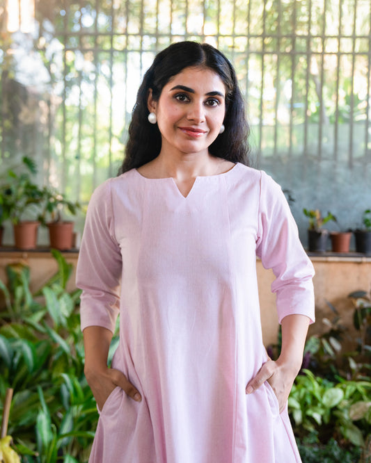 Zara Blush Pink Cotton Kali kurta