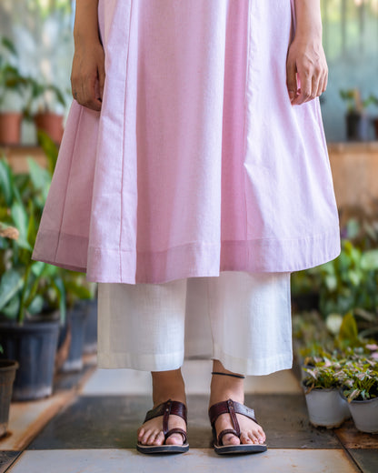 White Cotton Flared Cropped Pants