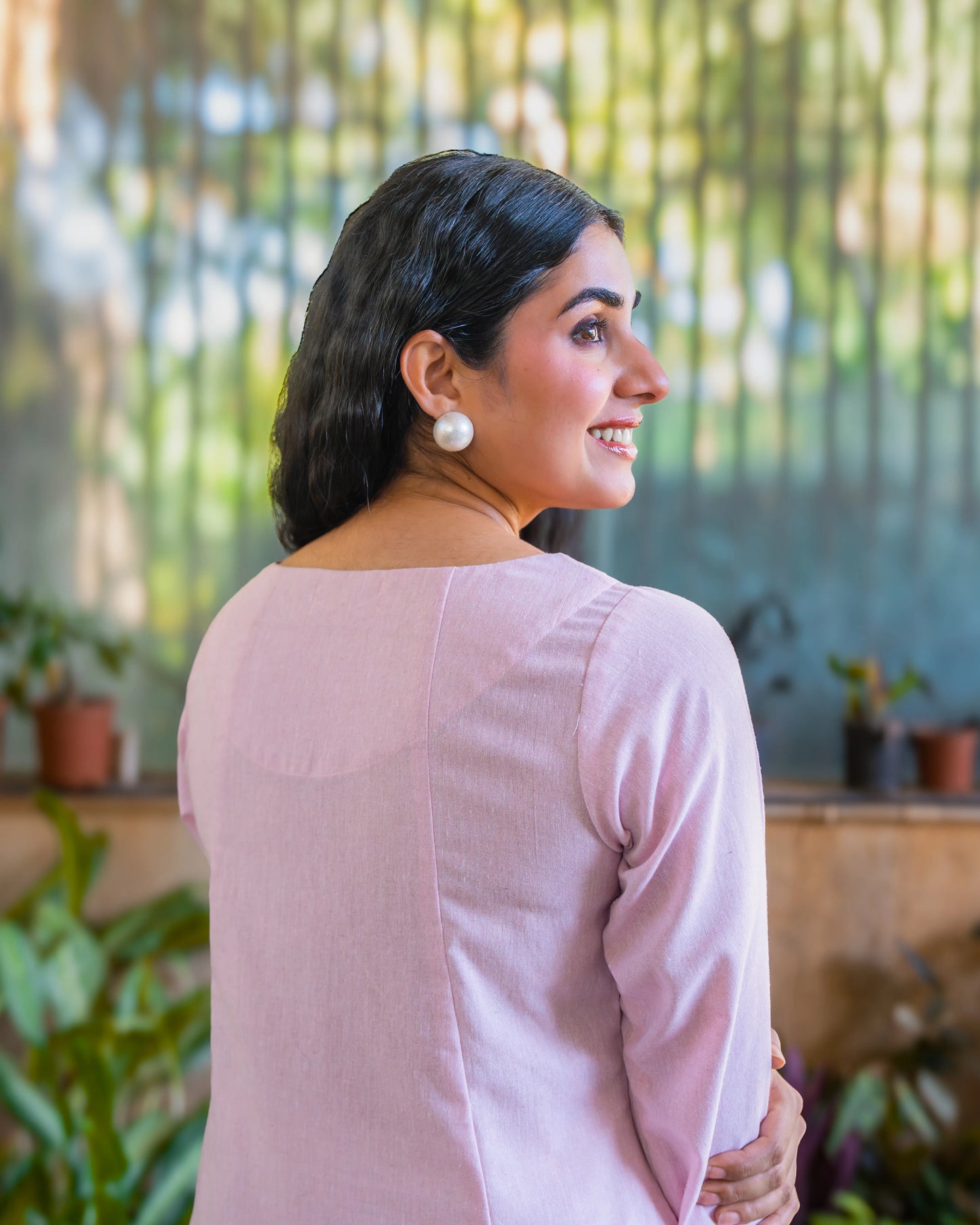 Zara Blush Pink Cotton Kali kurta