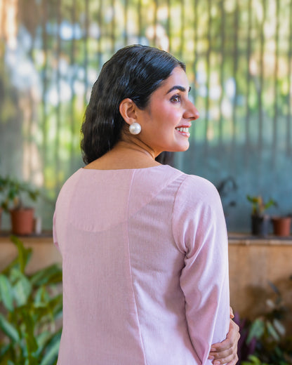 Zara Blush Pink Cotton Kali kurta
