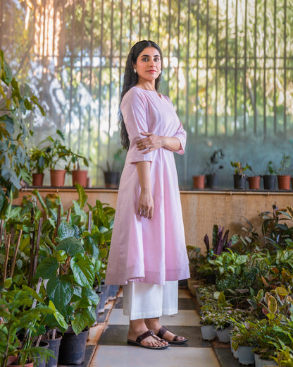 Zara Blush Pink Cotton Kali kurta