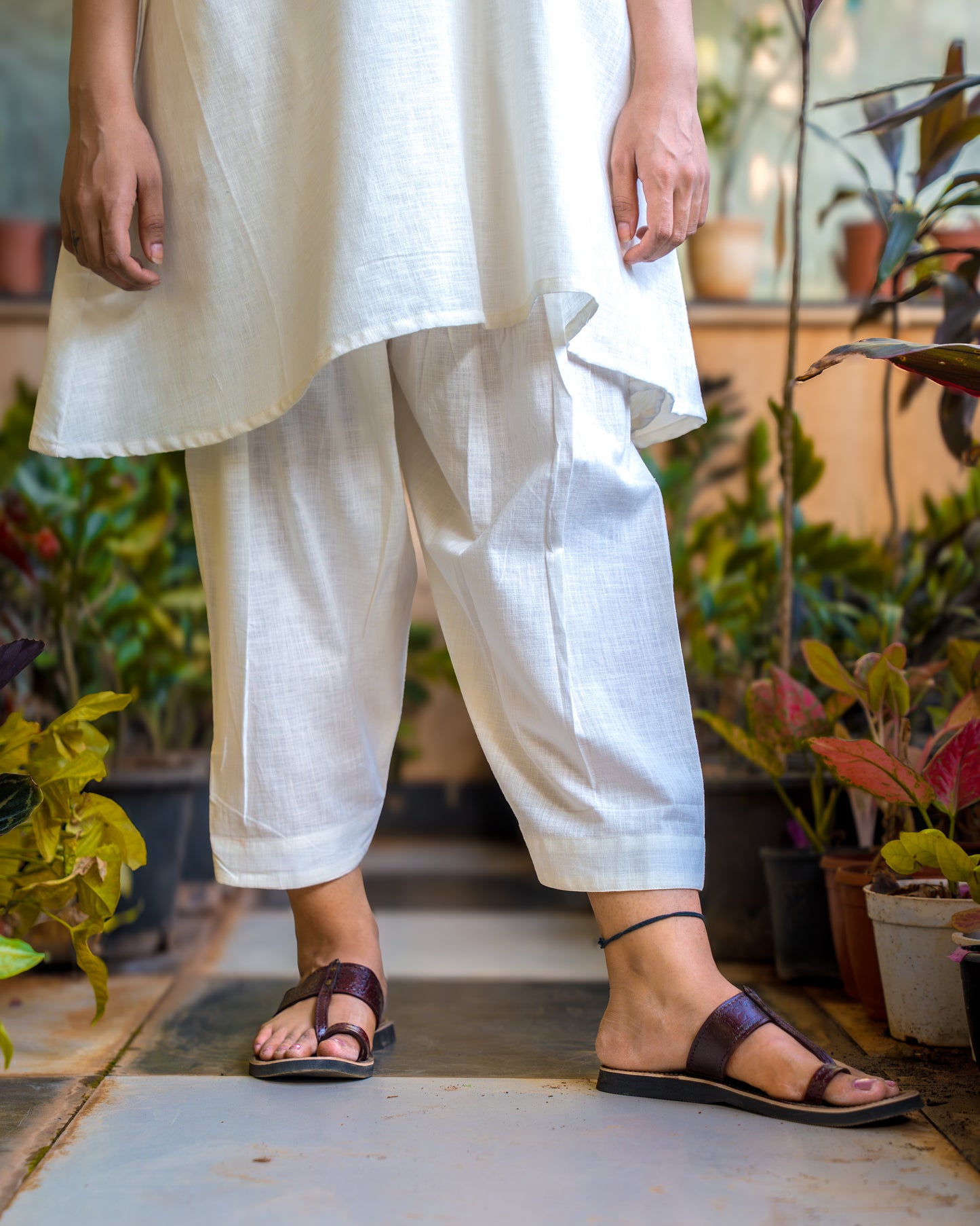 White Cotton Afgani Pants