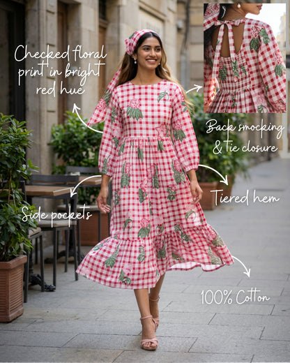 Ella Pink A-line Midi Dress