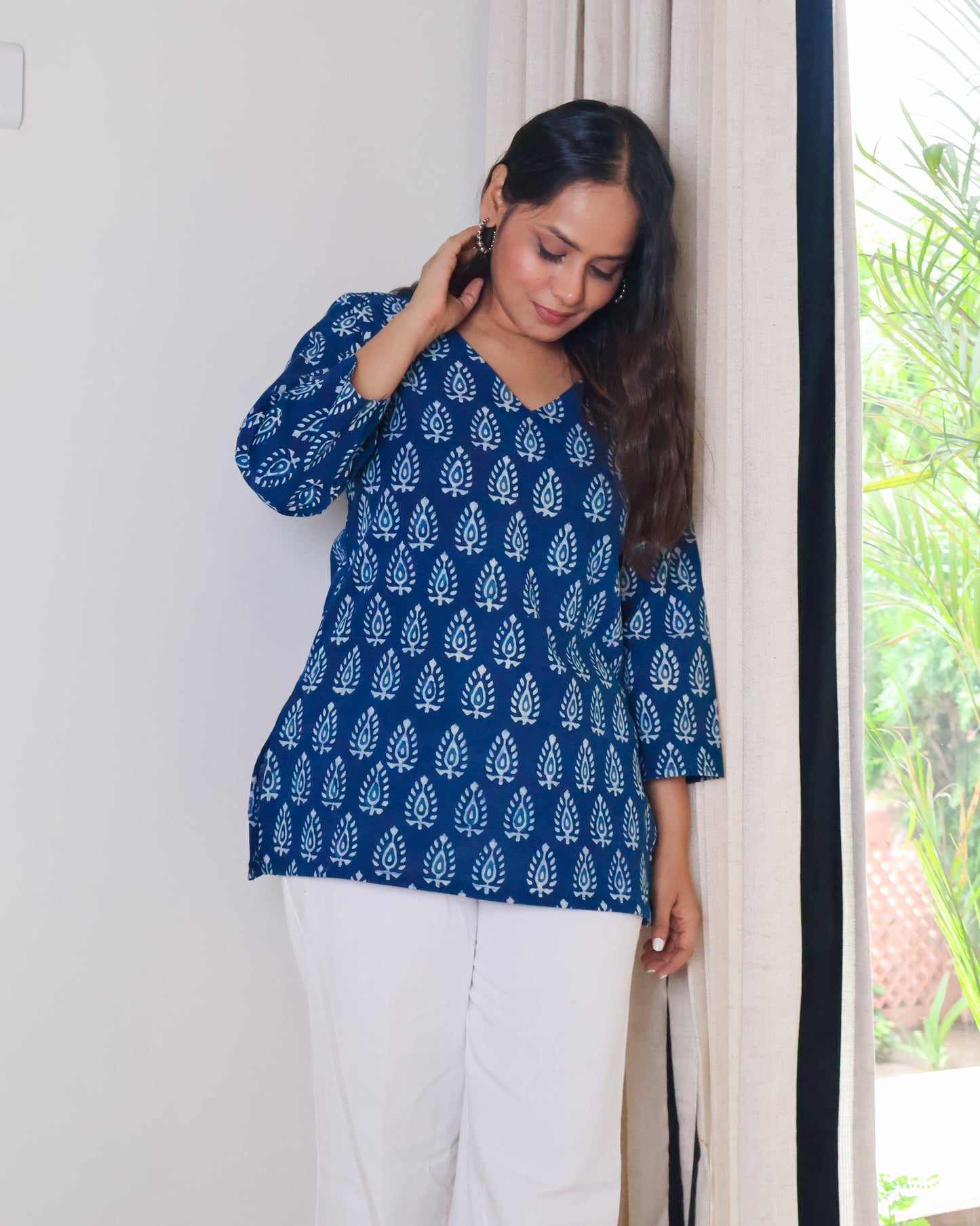 Zoey Indigo HandBlock Print Cotton Short Kurti