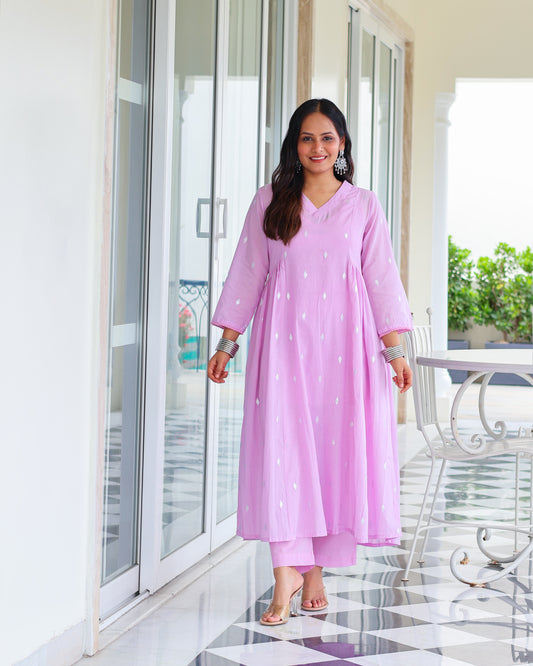 Tina Pastel Cotton Lurex Kurta Set