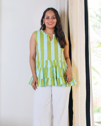 Taylor Striped Peplum Cotton Top