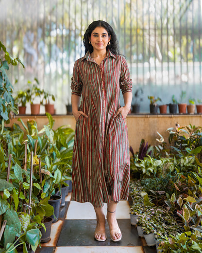 Ziva HandBlock Printed Shirt Dress