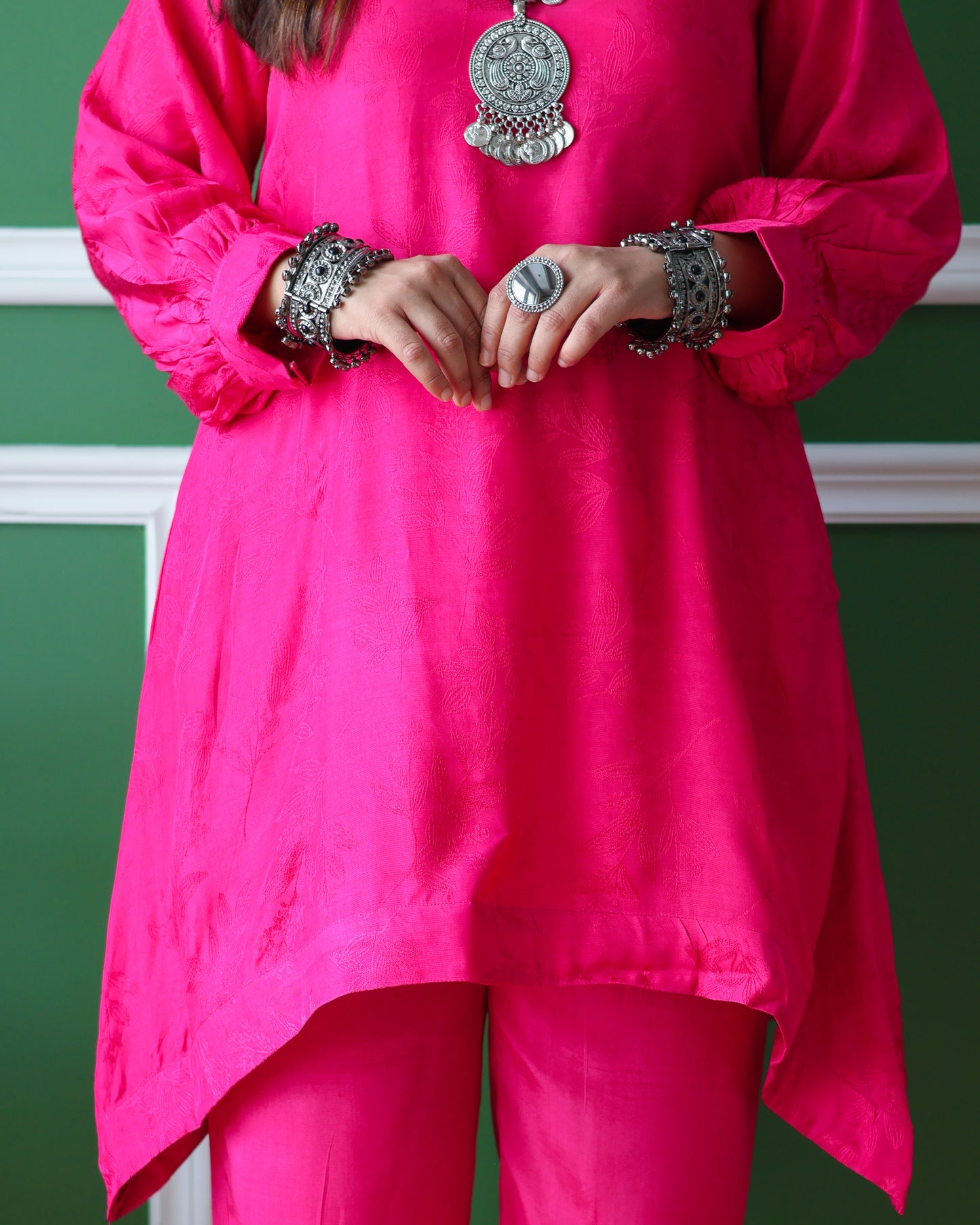 Meera Fuchsia Pink Short Kurta Set