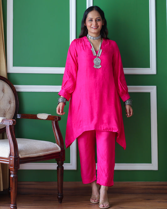 Meera Fuchsia Pink Short Kurta Set