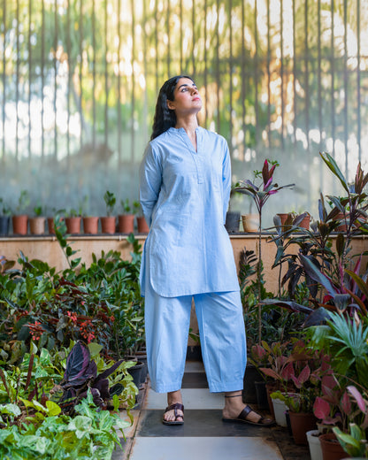 Eloise Powder Blue Cotton Co-ord Set