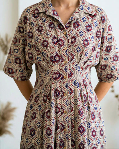 Sasha Pleated Pure Cotton Midi Dress