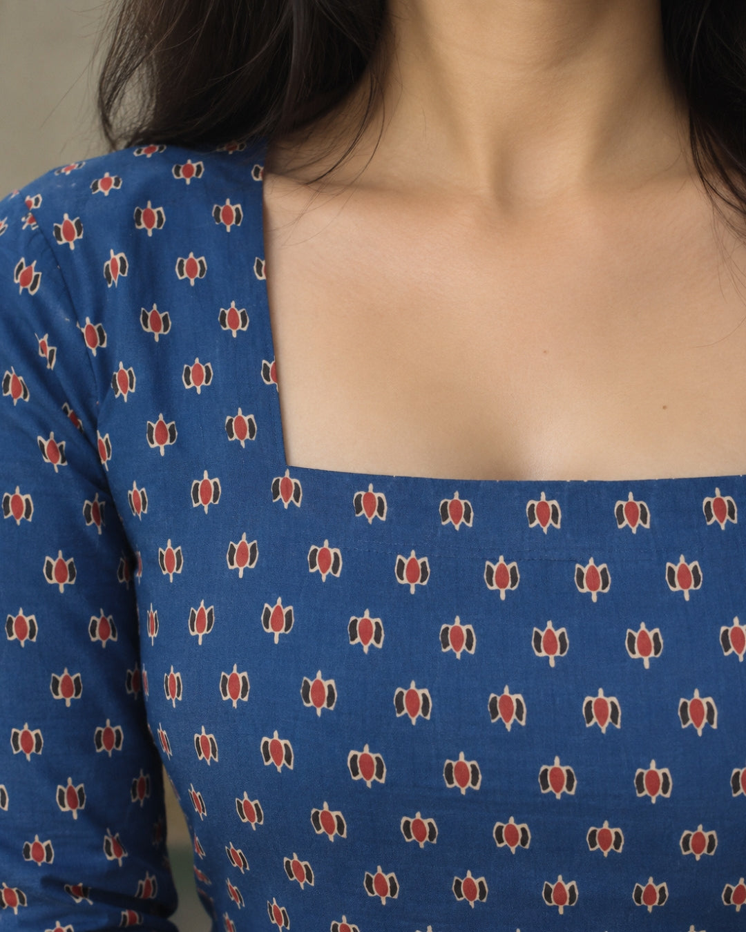 Carol Blue Cotton Short Kurti