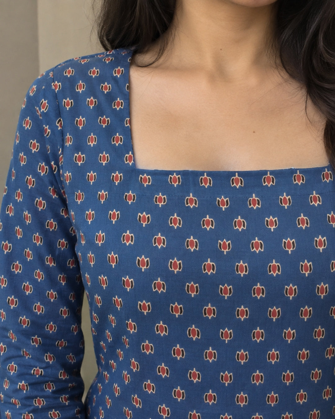 Carol Blue Cotton Short Kurti