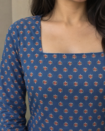 Carol Blue Cotton Short Kurti