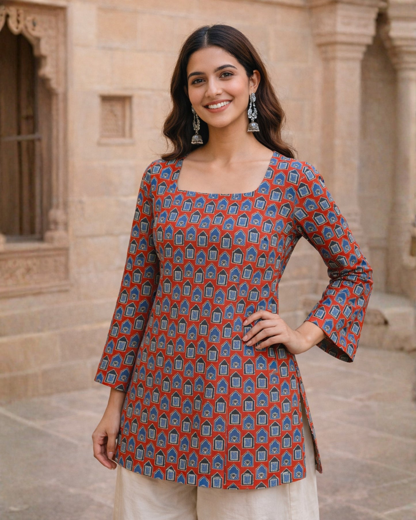 Myra Sleeved Short Kurti