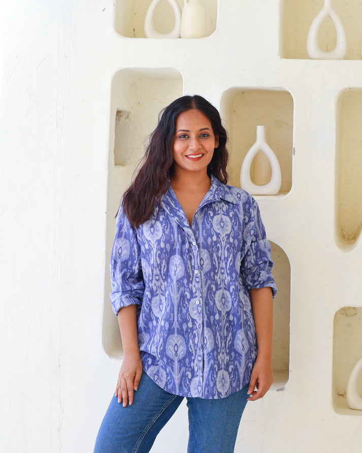 Kara Blue Cotton Shirt – sivakaindia