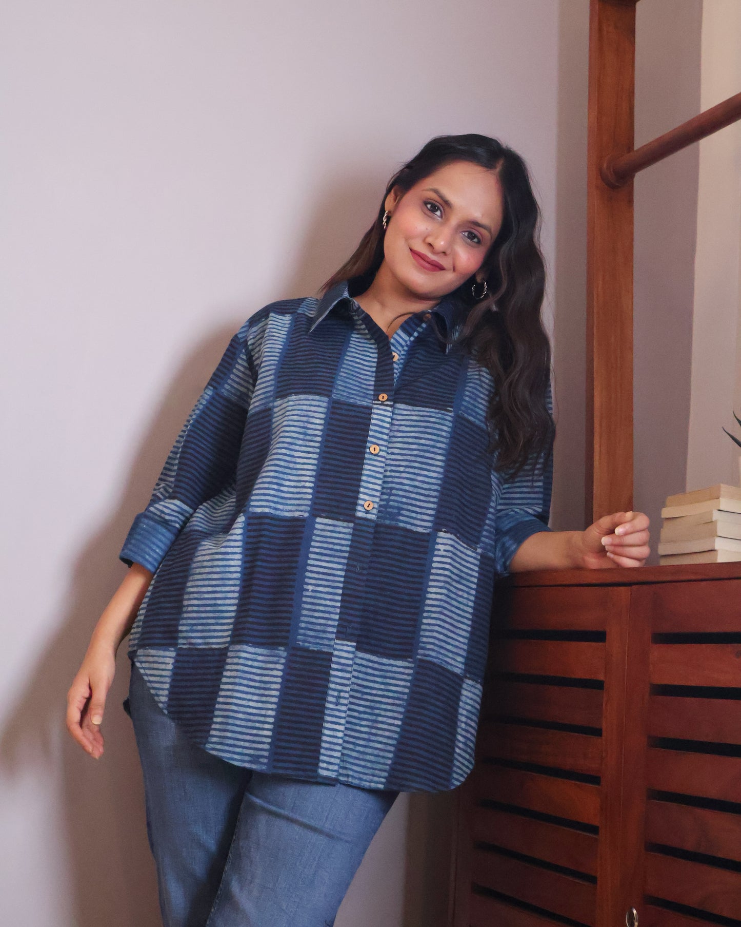 Sandra Indigo Cotton Shirt