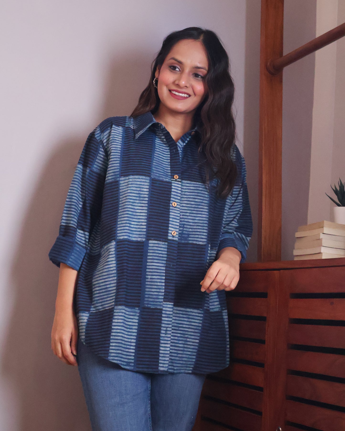 Sandra Indigo Cotton Shirt