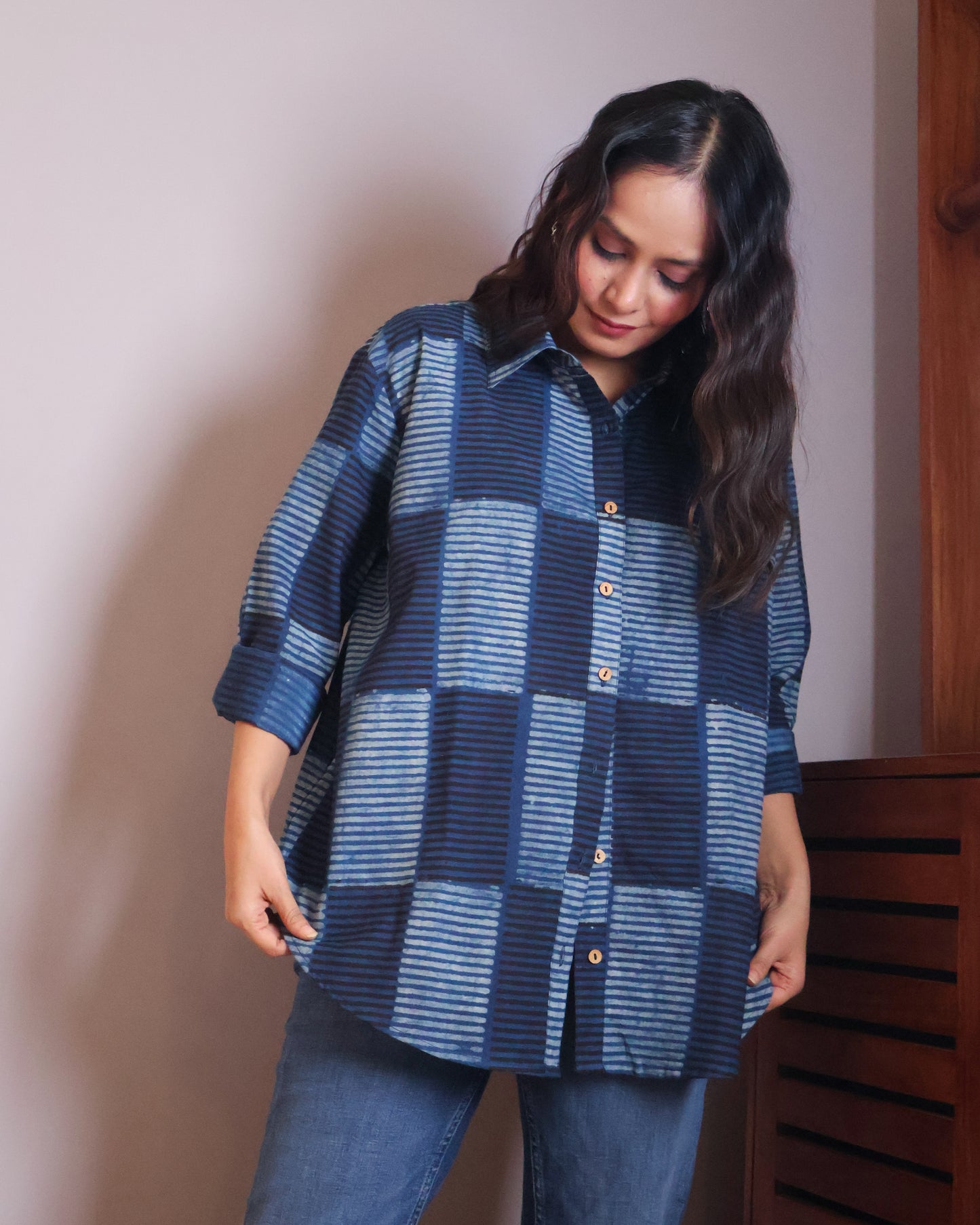 Sandra Indigo Cotton Shirt